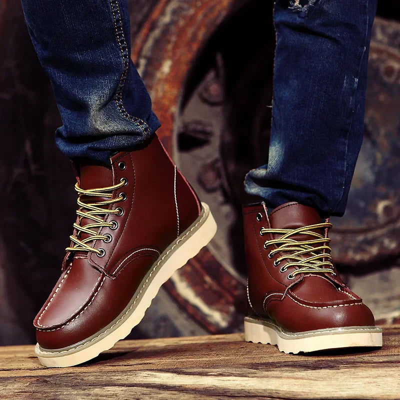 Heren winter boots schoenen met veters en profielzool