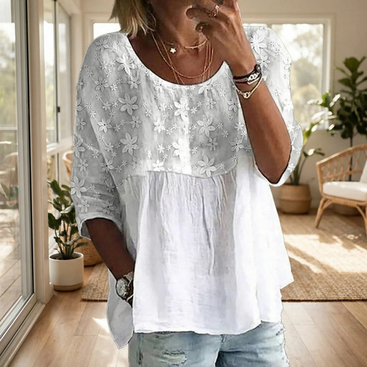 T shirt dames | Bloemen top met ronde hals