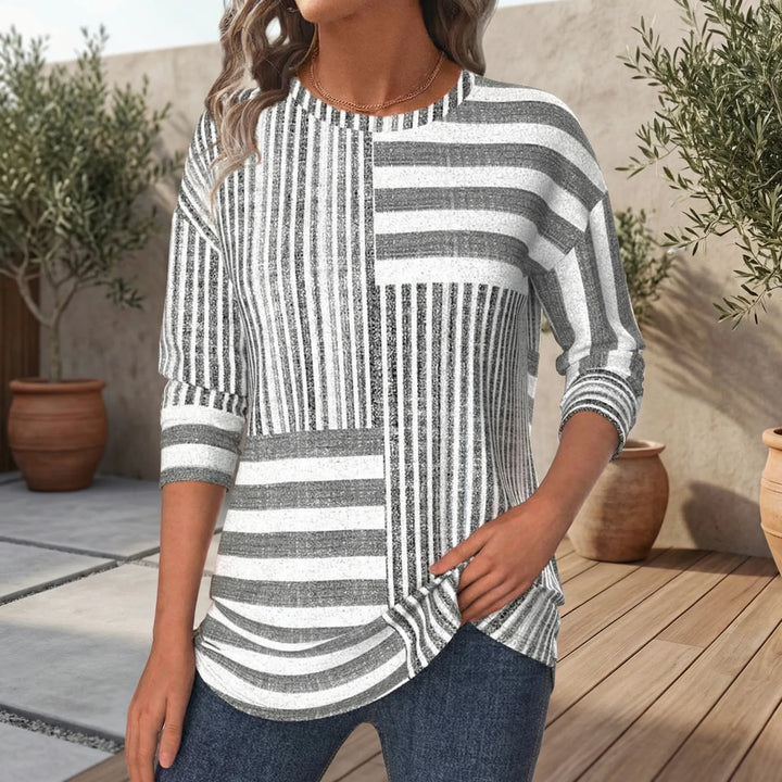 T shirt dames | Gestreept shirt met lange mouw