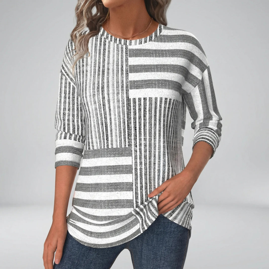 T shirt dames | Gestreept shirt met lange mouw