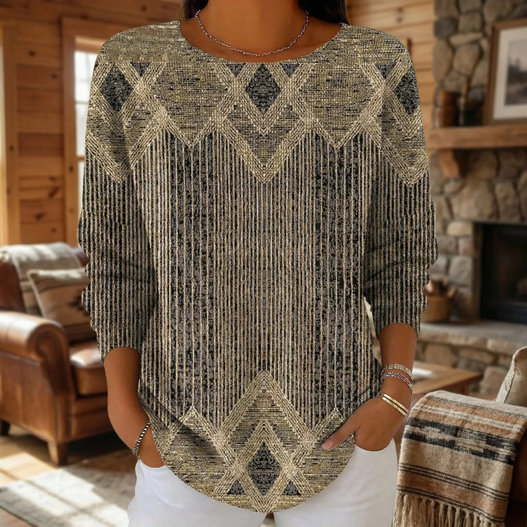 T shirt dames | Lange mouw met geometrische print