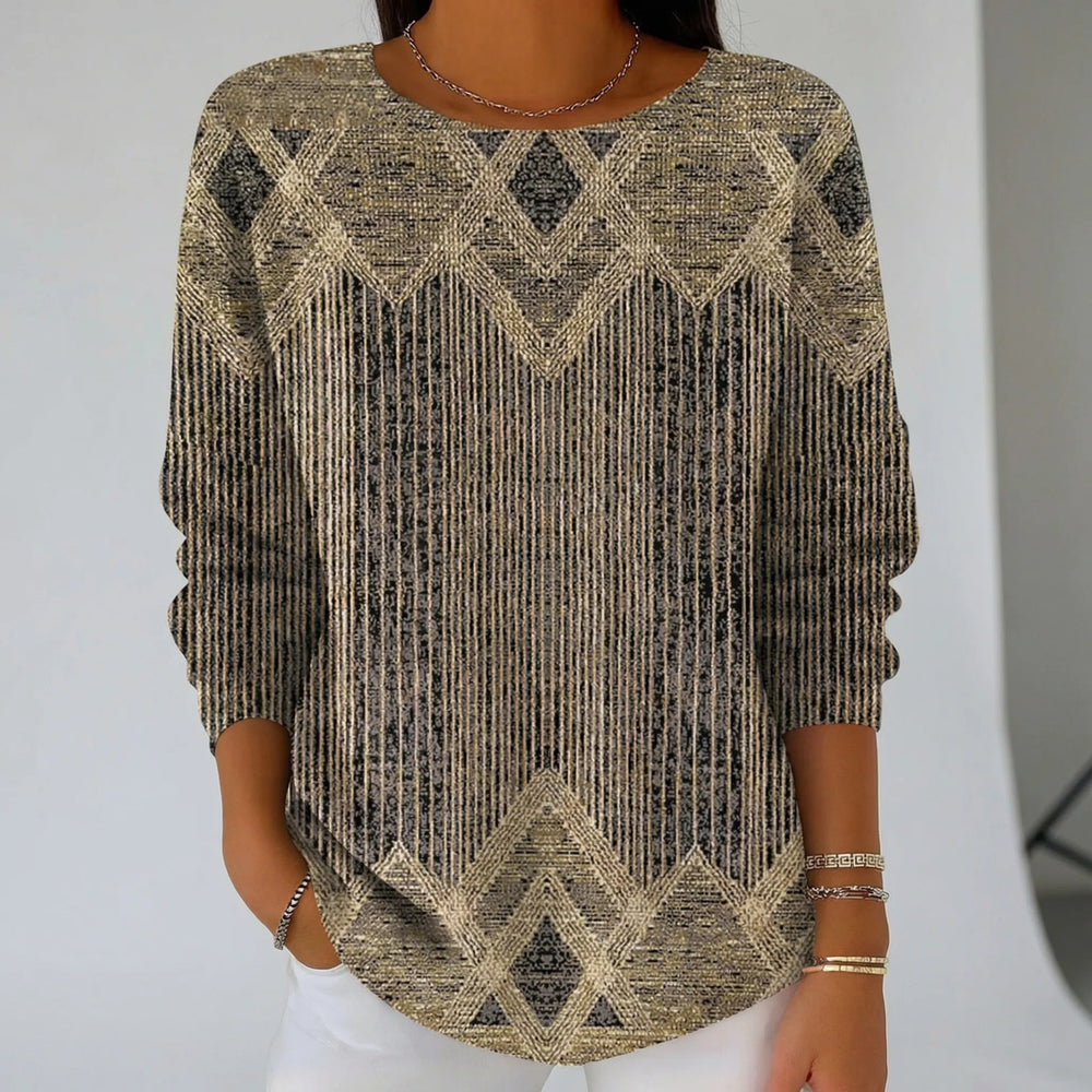 T shirt dames | Lange mouw met geometrische print