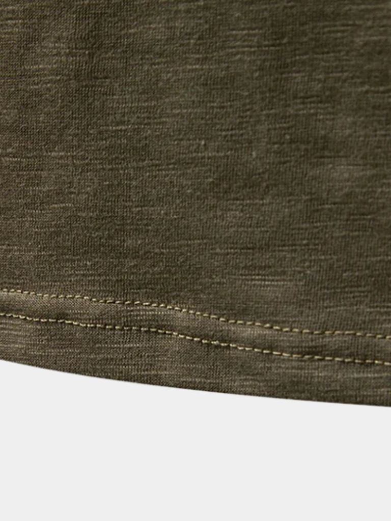 T shirt heren | Henley shirt met lange mouwen en knoopsluiting