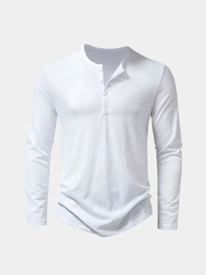 T shirt heren | Henley shirt met lange mouwen en knoopsluiting