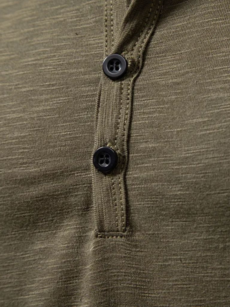 T shirt heren | Henley shirt met lange mouwen en knoopsluiting