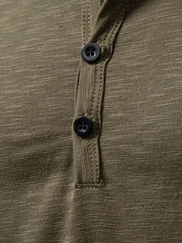 T shirt heren | Henley shirt met lange mouwen en knoopsluiting