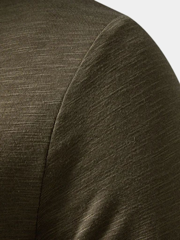 T shirt heren | Henley shirt met lange mouwen en knoopsluiting