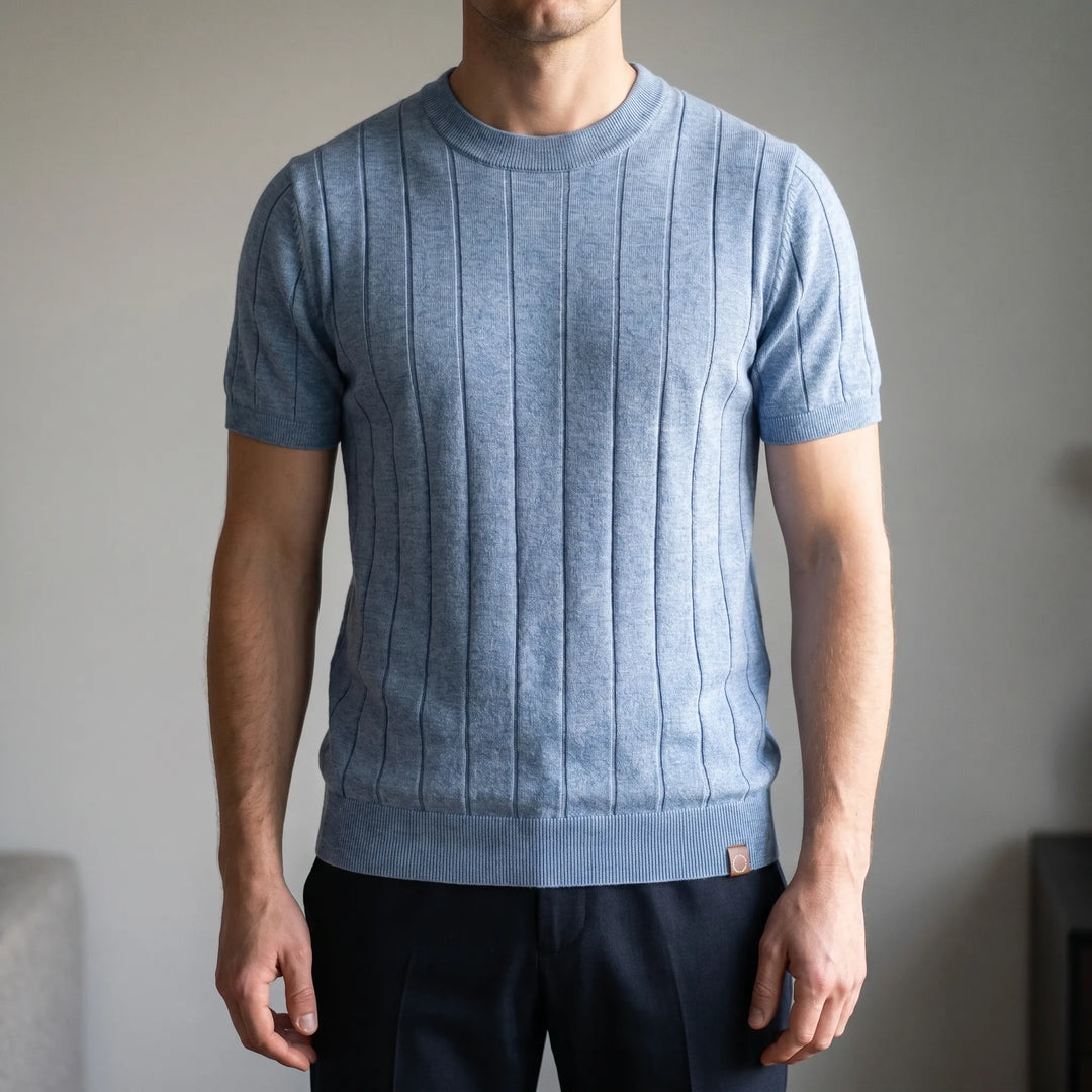 T shirt heren | Luxe geribd shirt met ronde hals