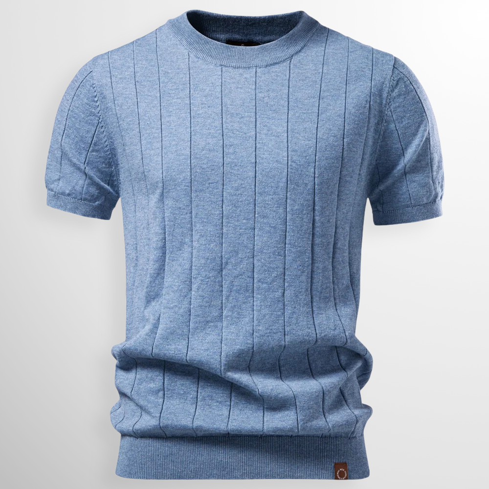 T shirt heren | Luxe geribd shirt met ronde hals