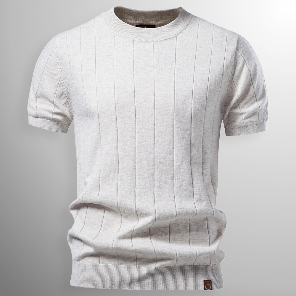 T shirt heren | Luxe geribd shirt met ronde hals