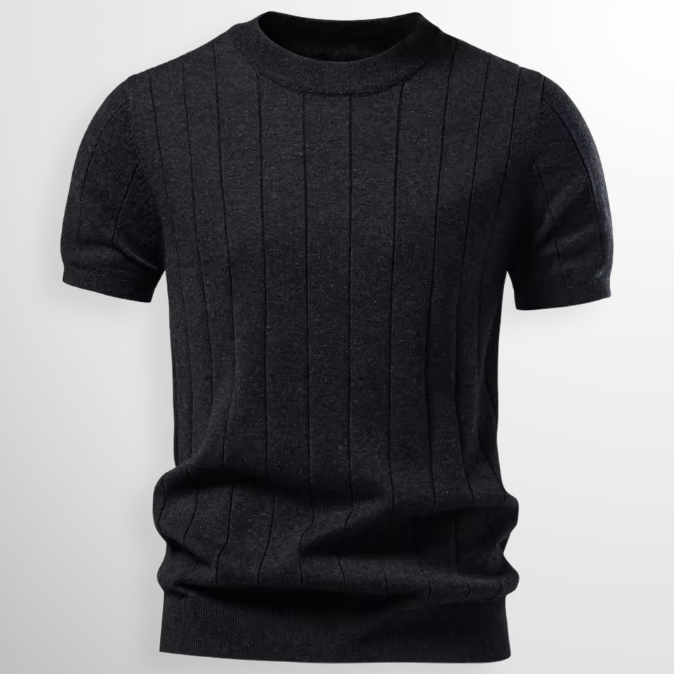 T shirt heren | Luxe geribd shirt met ronde hals