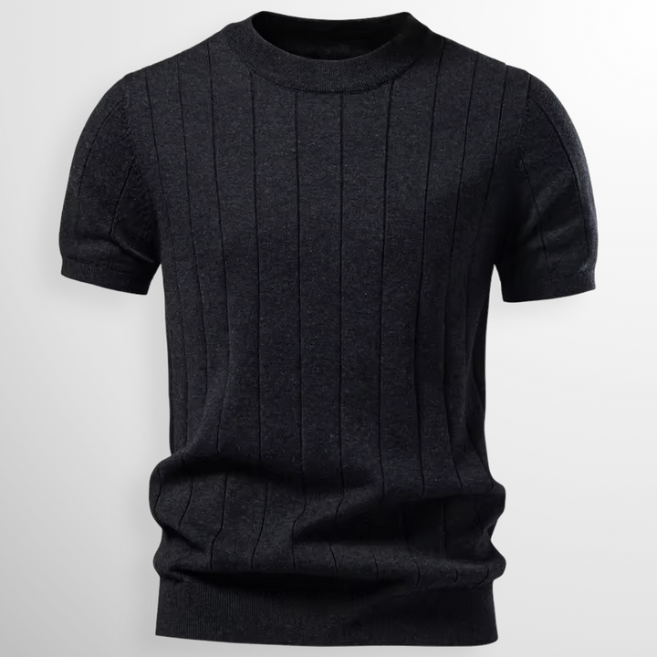 T shirt heren | Luxe geribd shirt met ronde hals