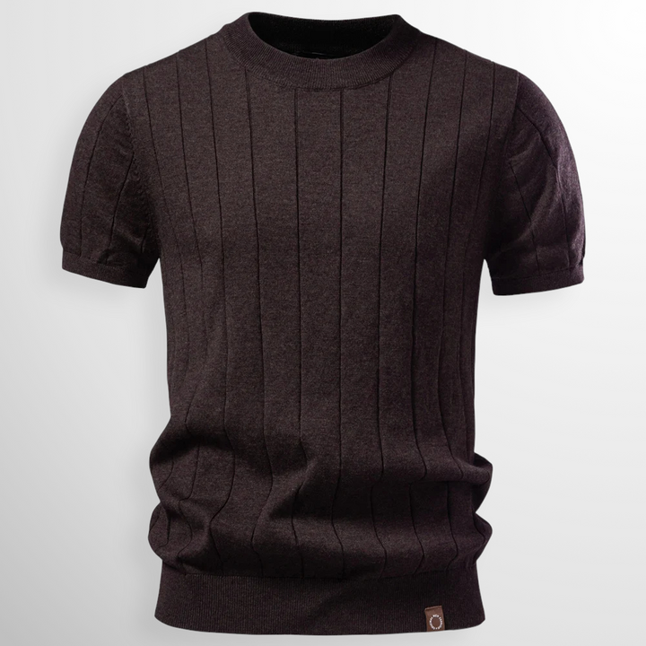 T shirt heren | Luxe geribd shirt met ronde hals