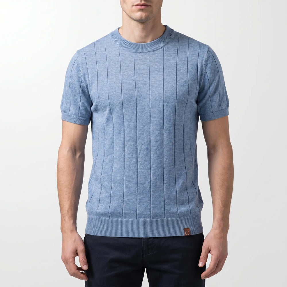 T shirt heren | Luxe geribd shirt met ronde hals