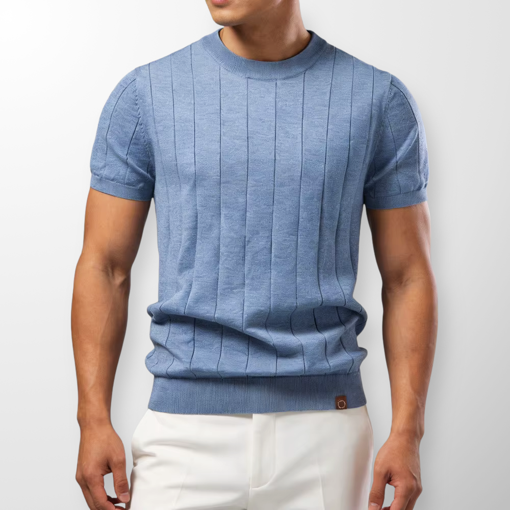 T shirt heren | Luxe geribd shirt met ronde hals