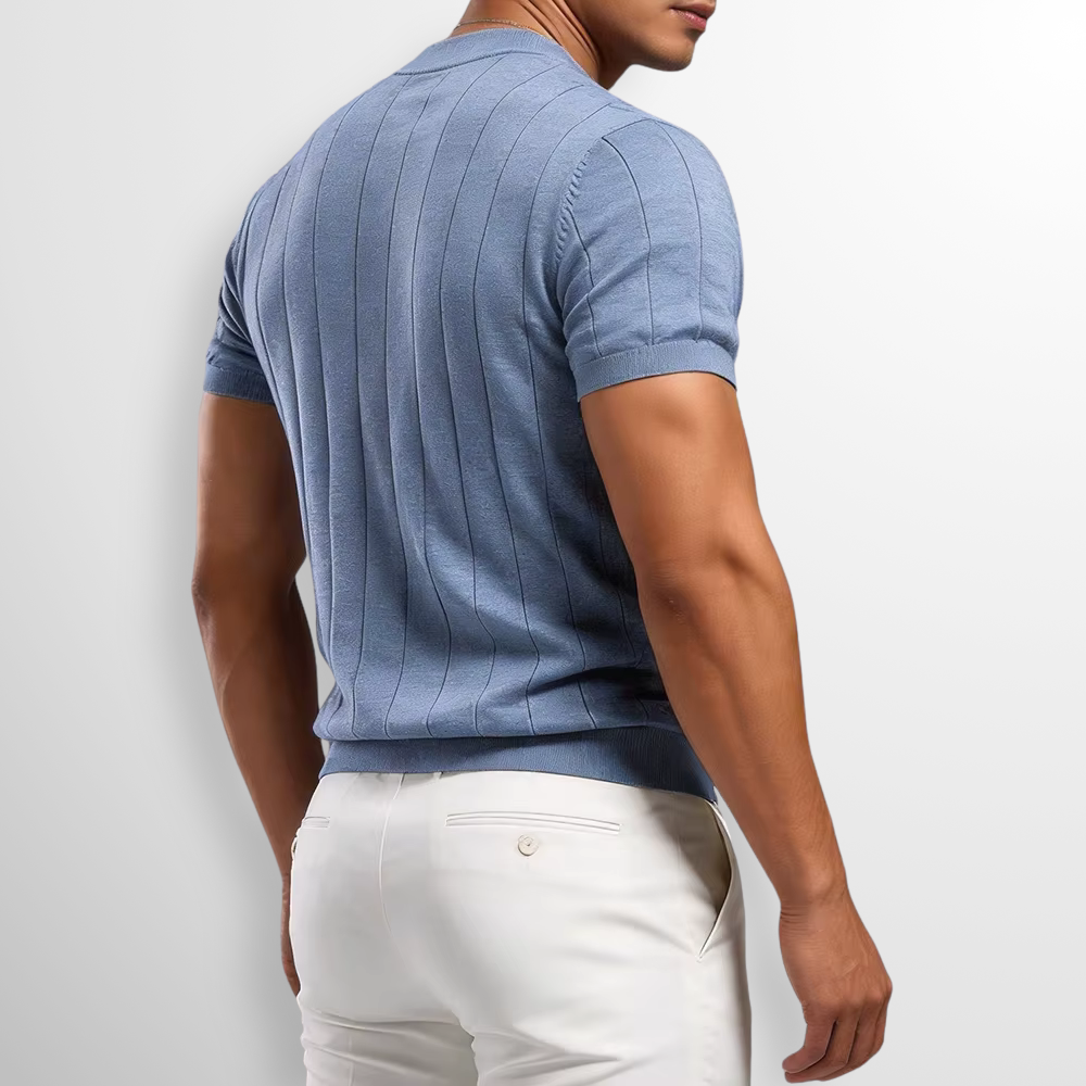 T shirt heren | Luxe geribd shirt met ronde hals
