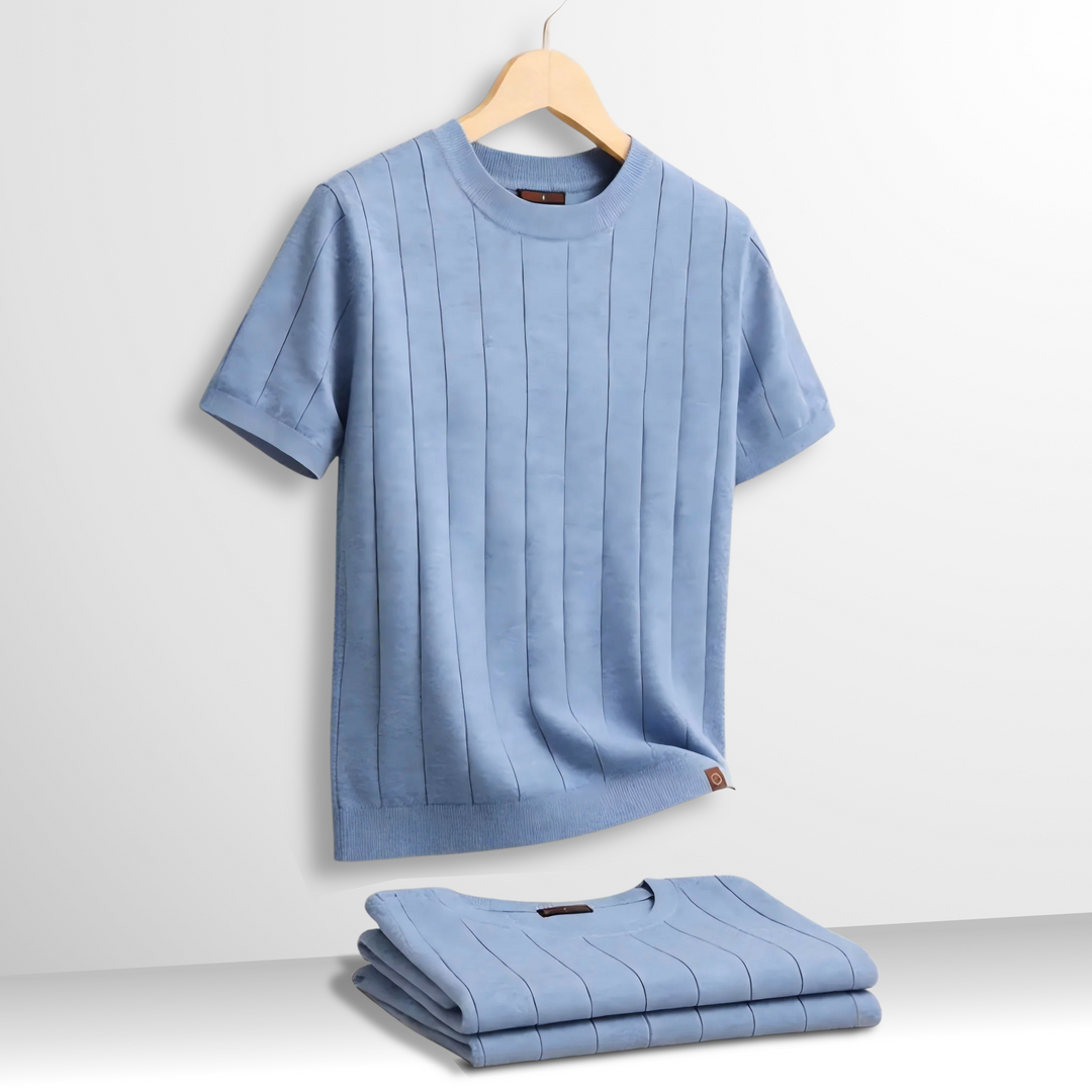 T shirt heren | Luxe geribd shirt met ronde hals