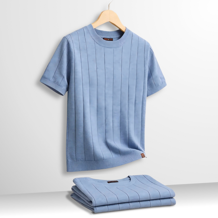 T shirt heren | Luxe geribd shirt met ronde hals