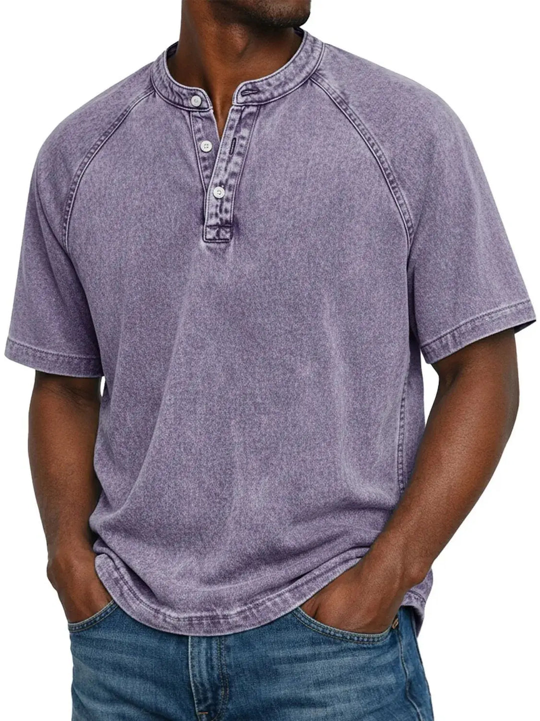 T shirt heren | Vintage henley shirt met knopen