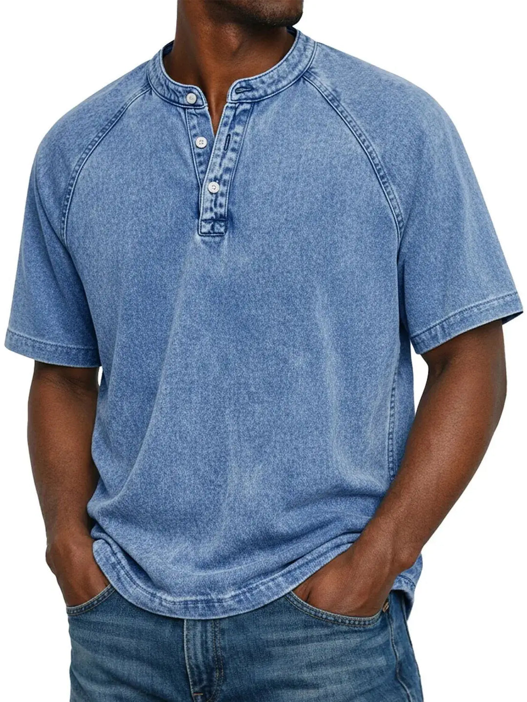 T shirt heren | Vintage henley shirt met knopen
