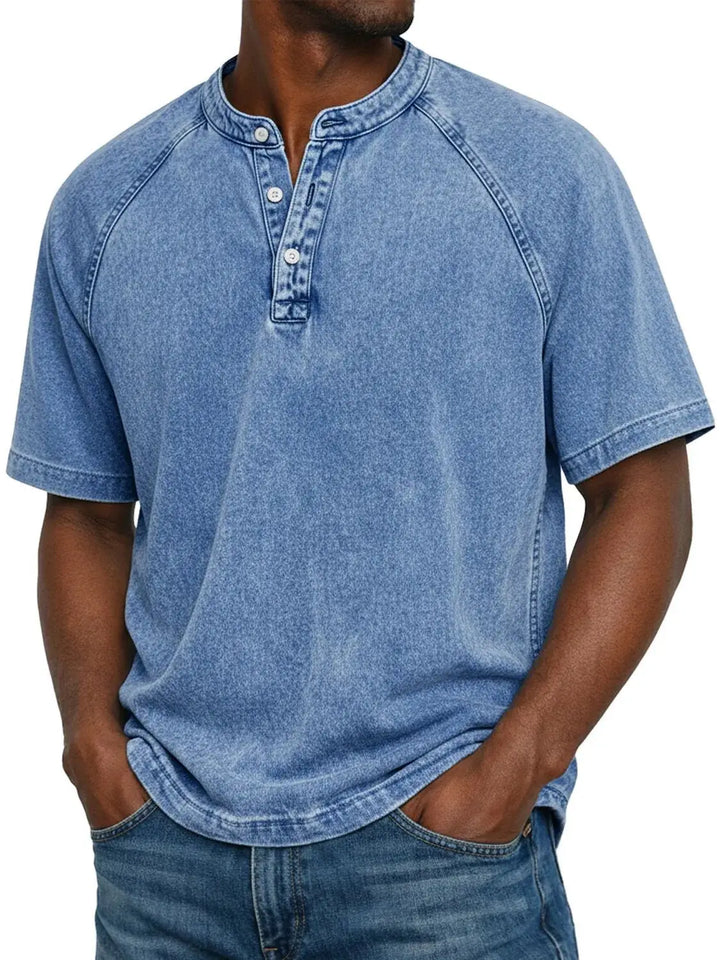 T shirt heren | Vintage henley shirt met knopen