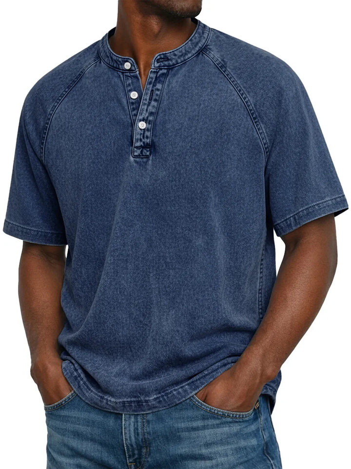 T shirt heren | Vintage henley shirt met knopen