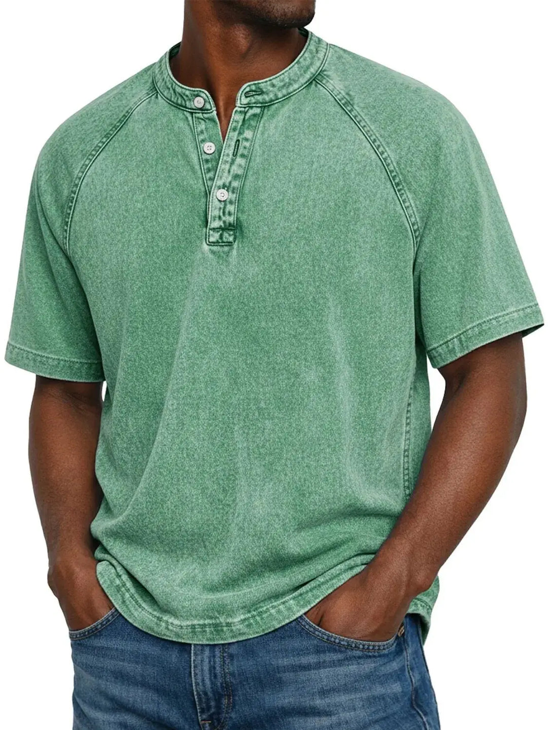 T shirt heren | Vintage henley shirt met knopen