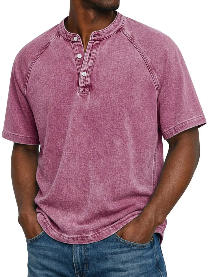 T shirt heren | Vintage henley shirt met knopen