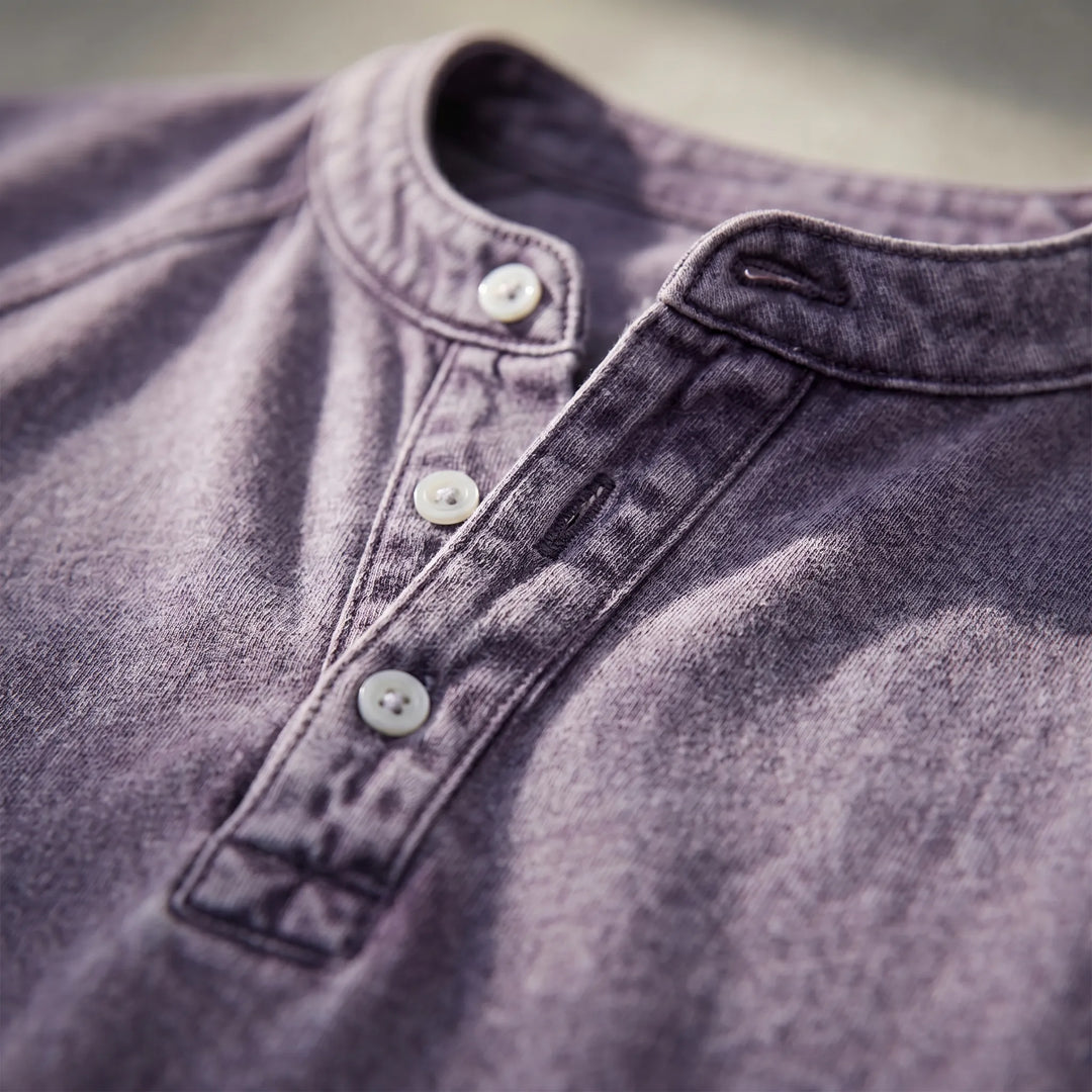 T shirt heren | Vintage henley shirt met knopen