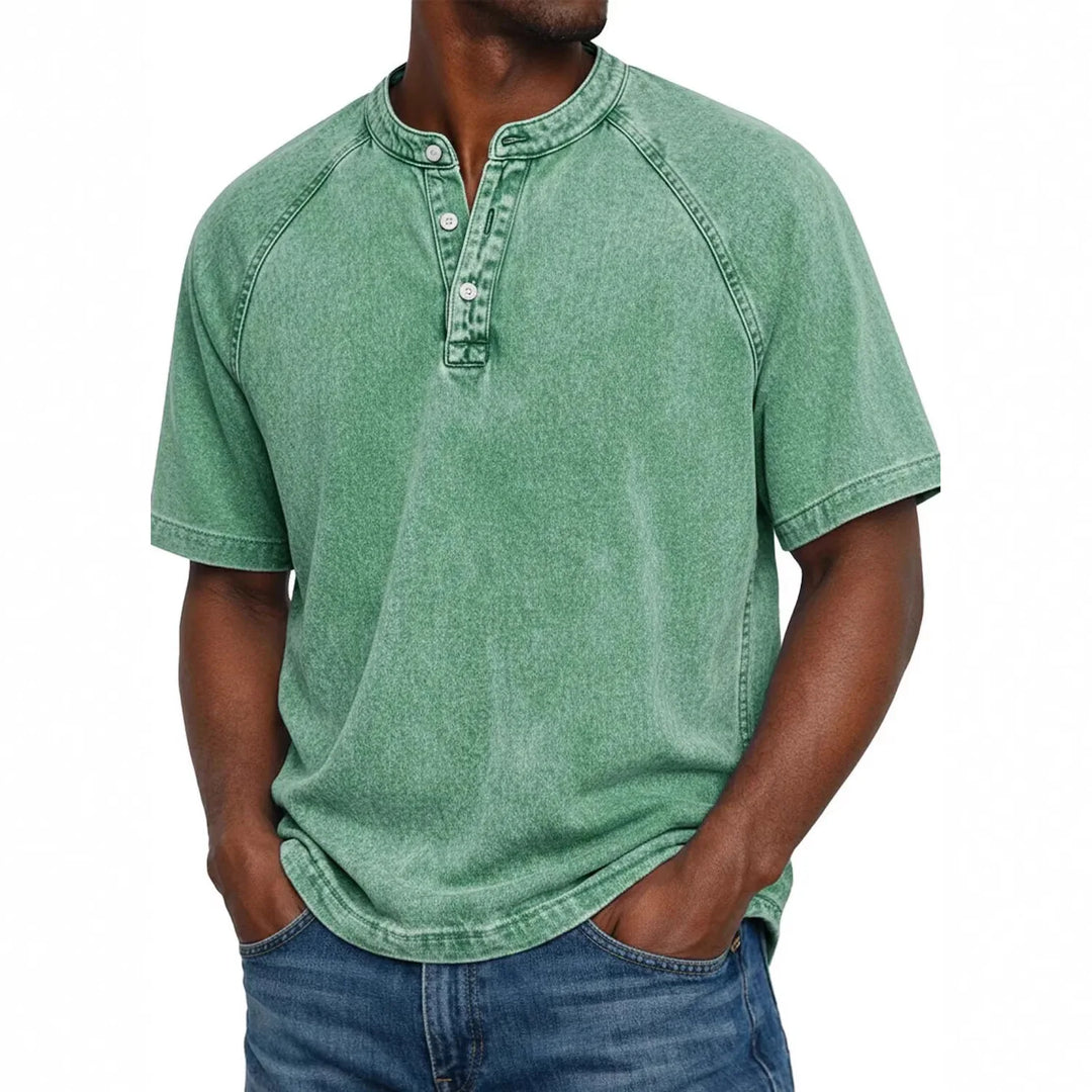 T shirt heren | Vintage henley shirt met knopen