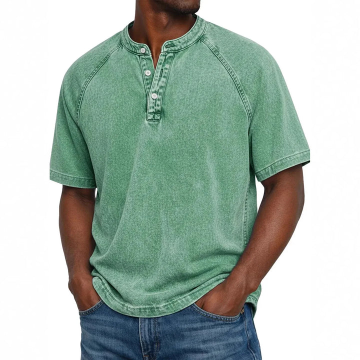 T shirt heren | Vintage henley shirt met knopen