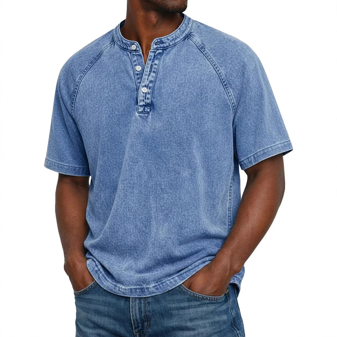 T shirt heren | Vintage henley shirt met knopen