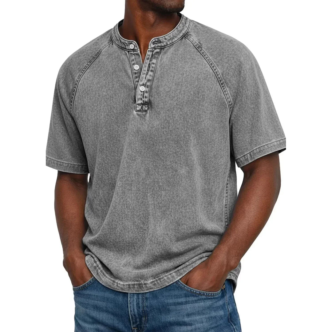 T shirt heren | Vintage henley shirt met knopen
