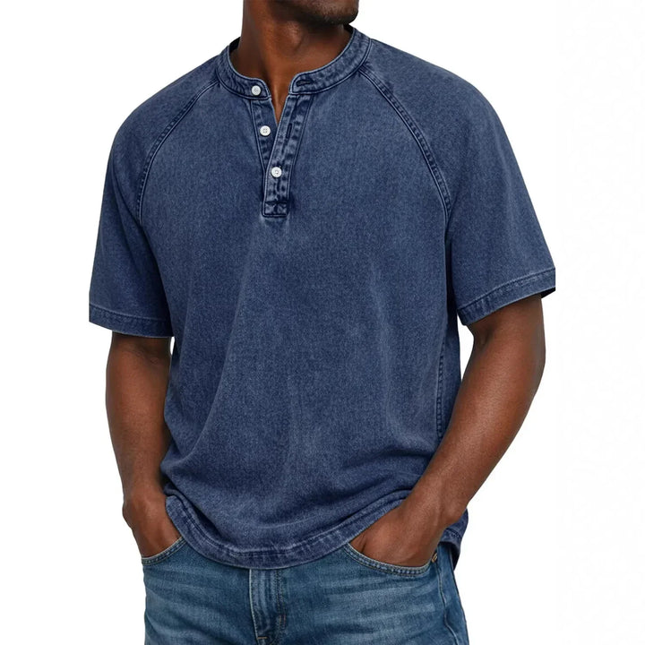 T shirt heren | Vintage henley shirt met knopen