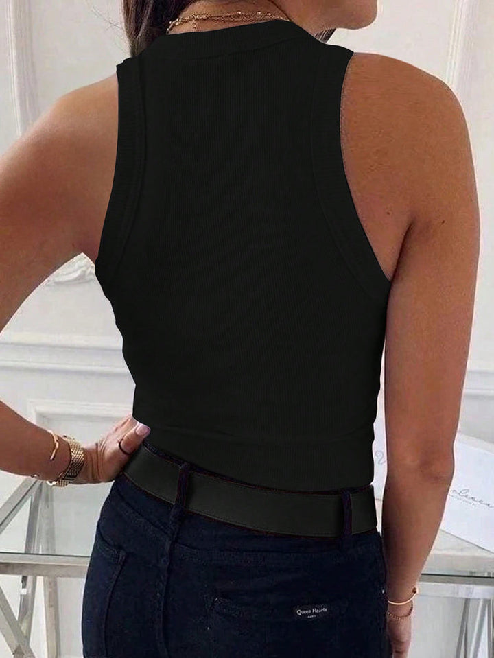 Tanktop dames | Rib top mouwloos slim fit basic