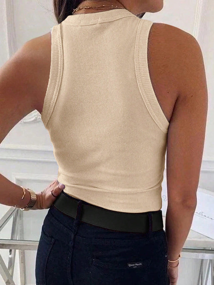 Tanktop dames | Rib top mouwloos slim fit basic