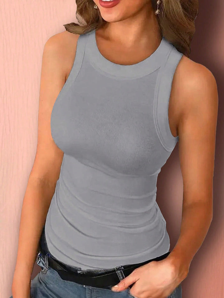 Tanktop dames | Rib top mouwloos slim fit basic