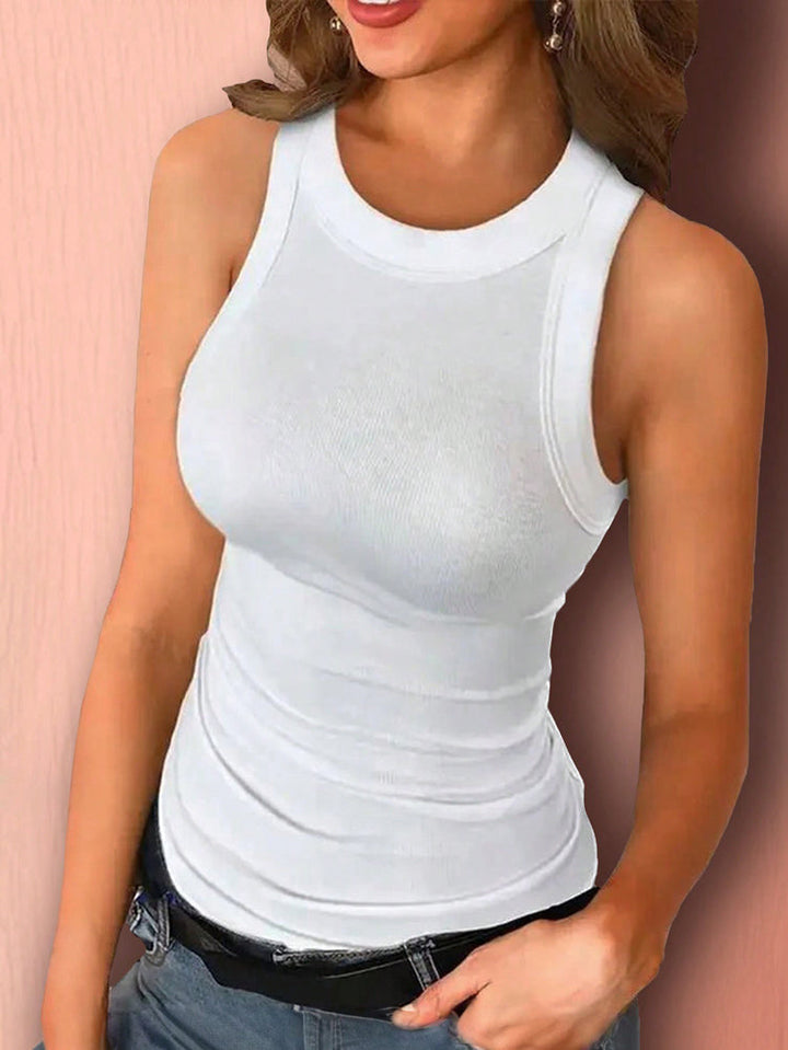 Tanktop dames | Rib top mouwloos slim fit basic