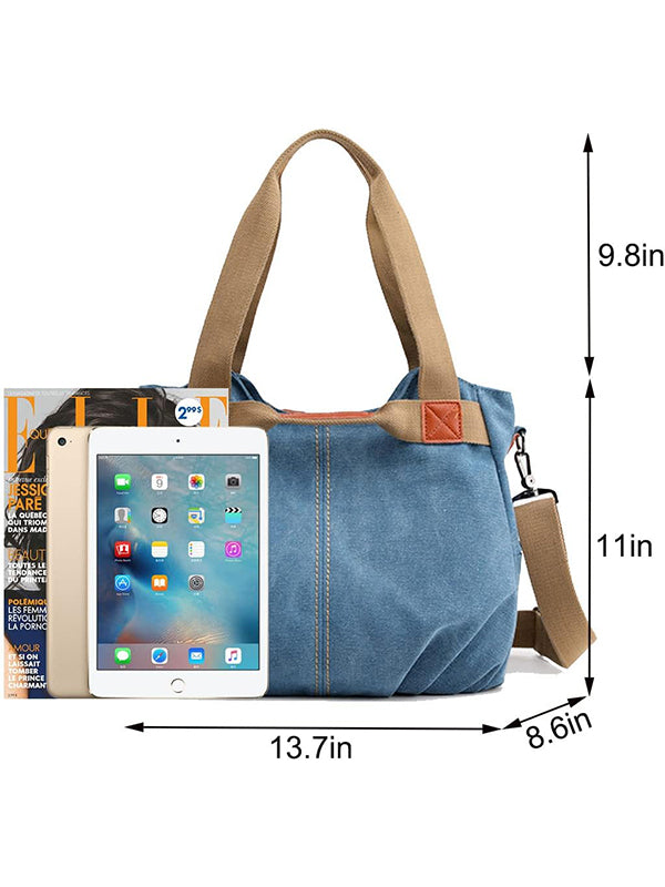 Tas dames | Canvas schoudertas grote handtas verstelbaar