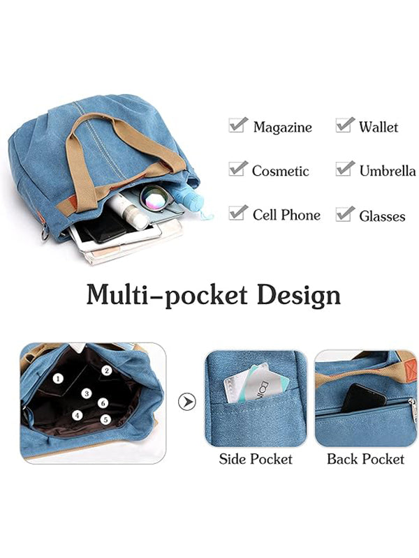 Tas dames | Canvas schoudertas grote handtas verstelbaar