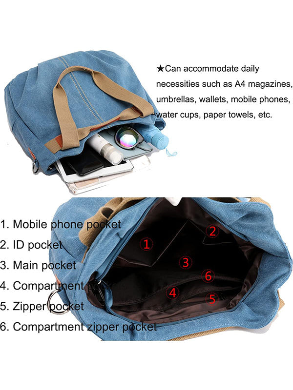 Tas dames | Canvas schoudertas grote handtas verstelbaar