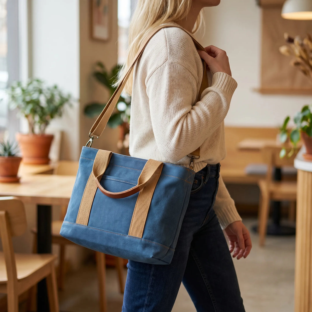 Tas dames | Canvas schoudertas grote handtas verstelbaar