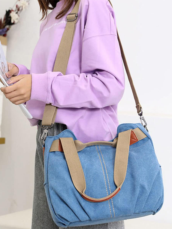 Tas dames | Canvas schoudertas grote handtas verstelbaar
