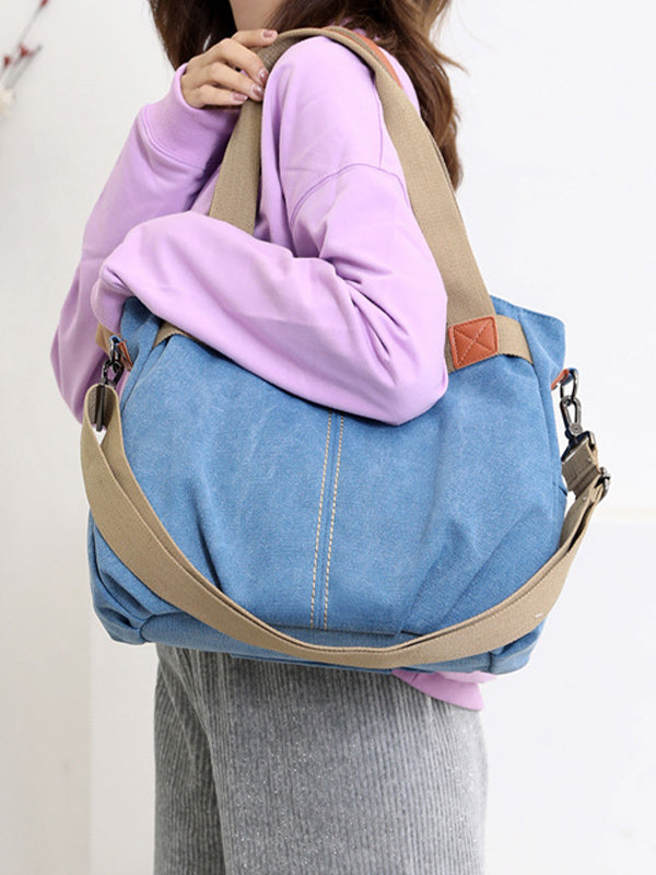 Tas dames | Canvas schoudertas grote handtas verstelbaar