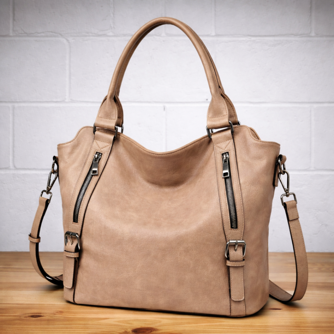Tas dames | Ruime shopper met ritsvakken en schouderband