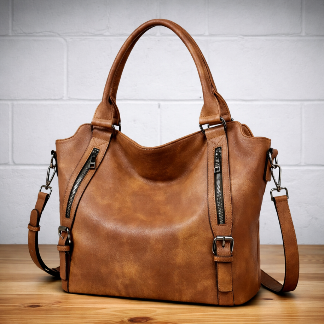 Tas dames | Ruime shopper met ritsvakken en schouderband