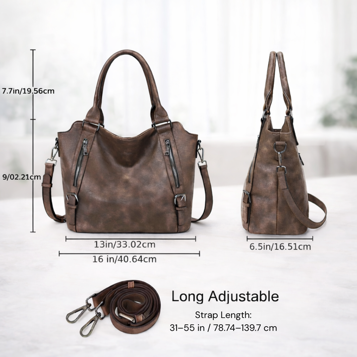 Tas dames | Ruime shopper met ritsvakken en schouderband