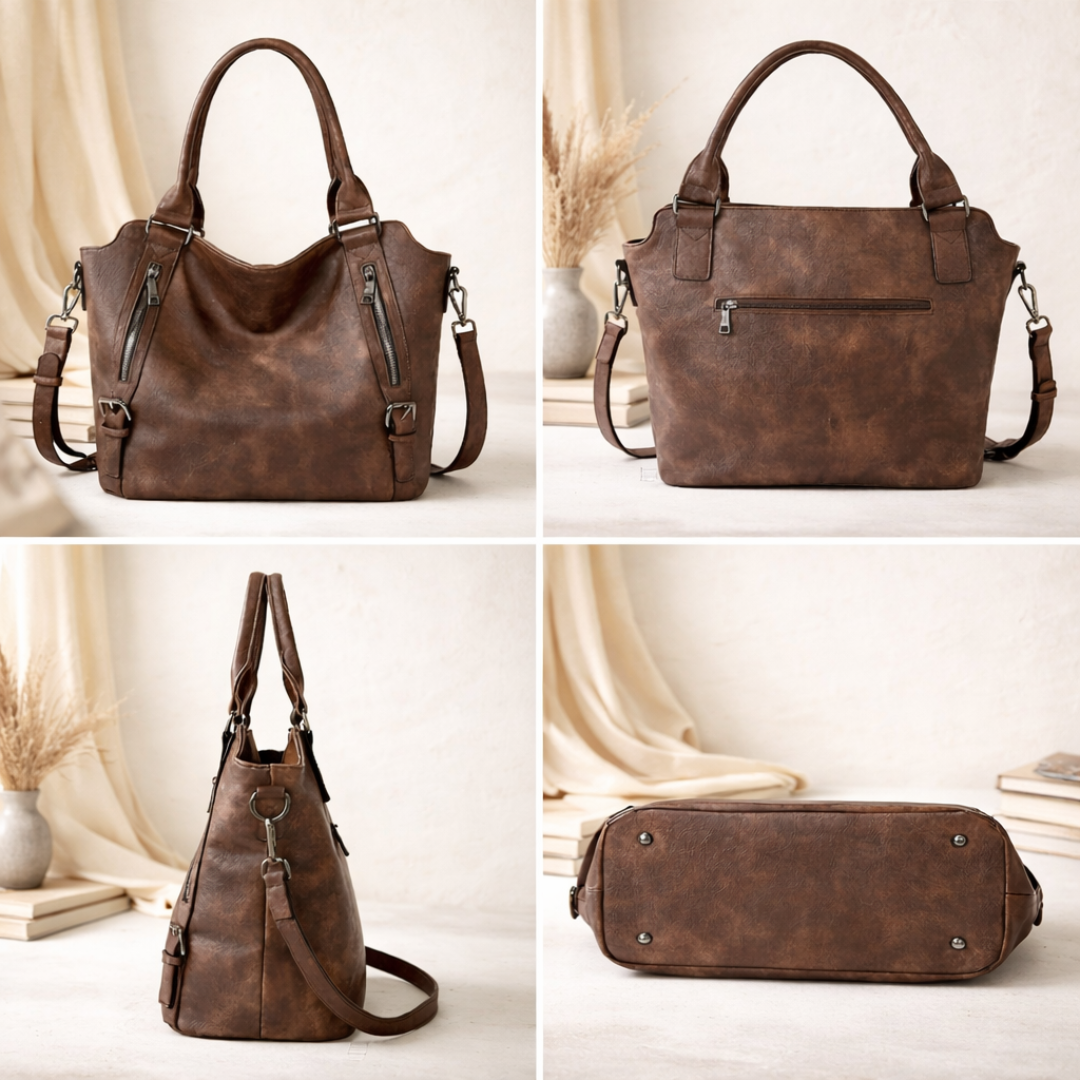 Tas dames | Ruime shopper met ritsvakken en schouderband