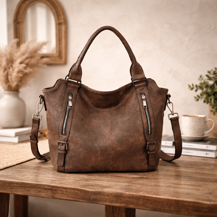 Tas dames | Ruime shopper met ritsvakken en schouderband