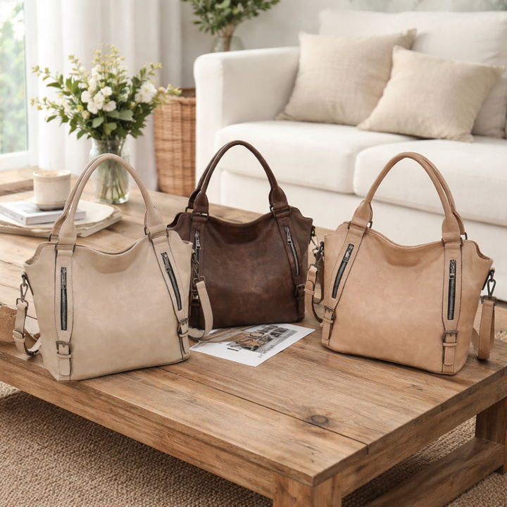 Tas dames | Ruime shopper met ritsvakken en schouderband